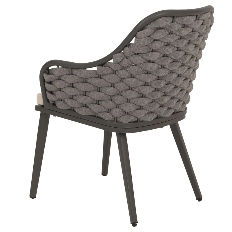 Lot de 2 chaises de jardin avec tressage épais et coussins taupe style moderne en aluminium anthracite 04_0009593