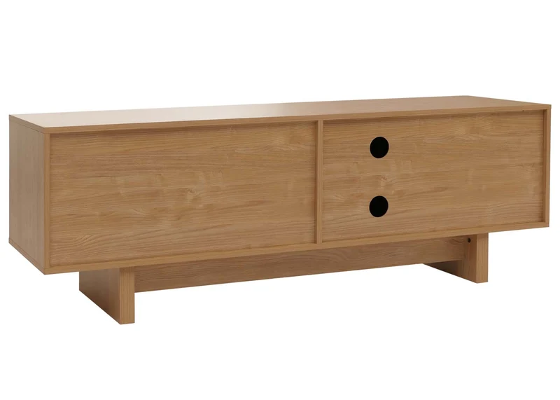 Meuble TV design contemporain 51,5 x 150 x 39,5 cm avec rangement pratique et surface résistante en mélamine marron 04_0009391