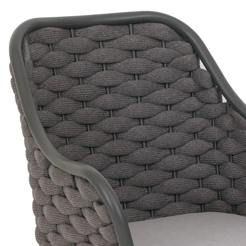 Lot de 2 chaises de jardin avec tressage épais et coussins gris clair style moderne en aluminium gris foncé 04_0009594