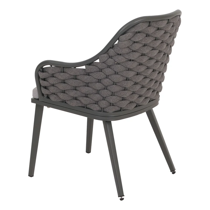 Lot de 2 chaises de jardin avec tressage épais et coussins gris clair style moderne en aluminium gris foncé 04_0009594