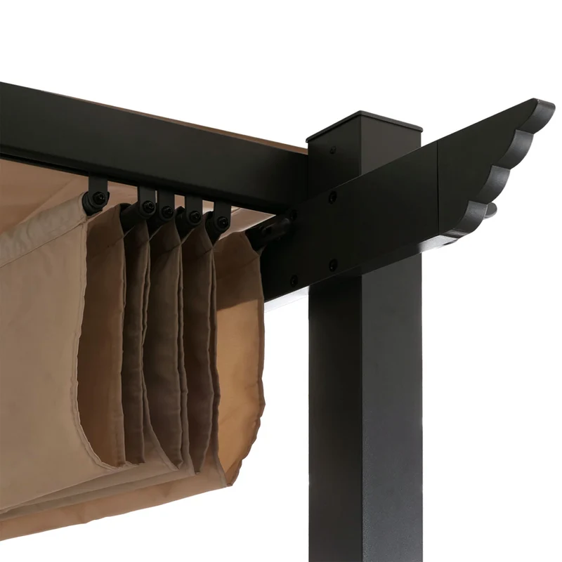 Pergola de jardin en aluminium 3x3 m avec toit coulissant réglable UV50+ structure 8 cm coloris crème beige 04_0009724