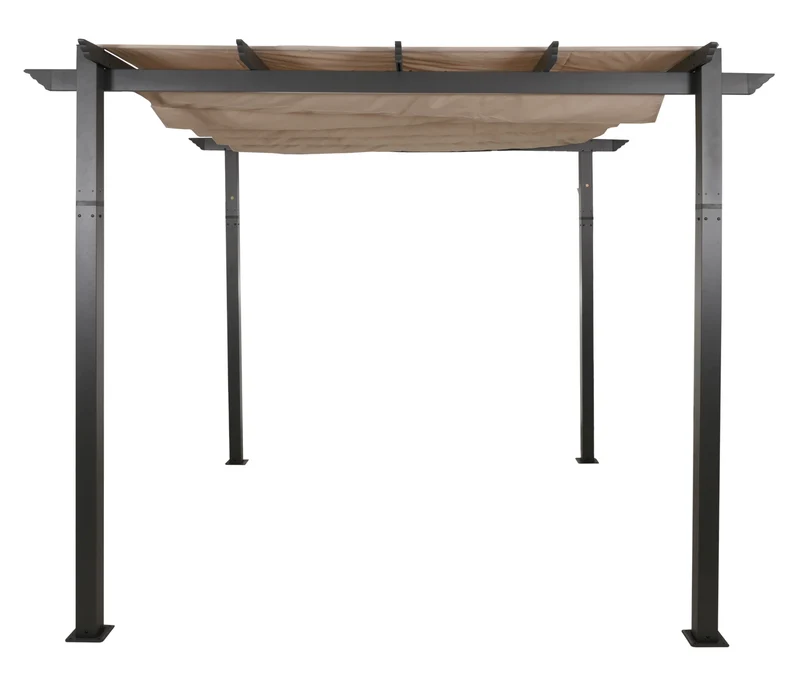 Pergola de jardin en aluminium 3x3 m avec toit coulissant réglable UV50+ structure 8 cm coloris crème beige 04_0009724