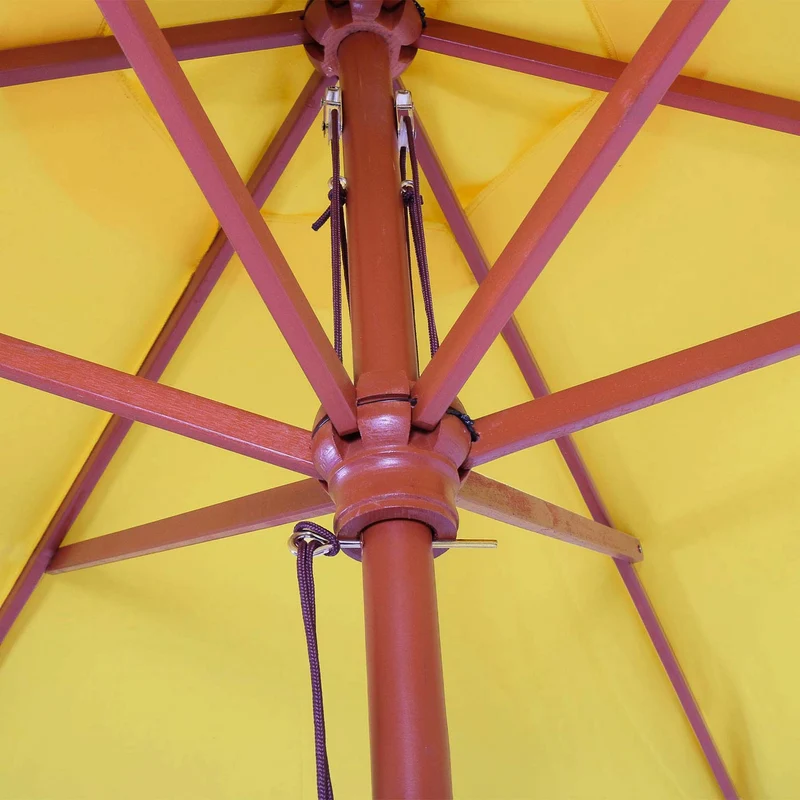 Parasol de jardin Ø 3 m avec mât en bois et toile polyester UV50 coloris jaune 04_0010795