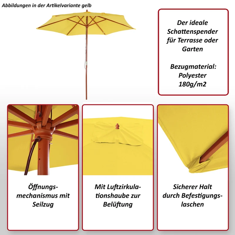Parasol florida parasol de jardin parasol de marché diamètre 3 5m polyester/bois 7kg gris foncé 04_0008008