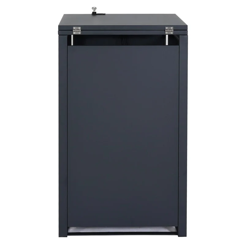 Coffre cache poubelle en acier galvanisé anthracite 103x60x62 cm abri pour poubelle 80 à 120 litres verrouillable 04_0005707