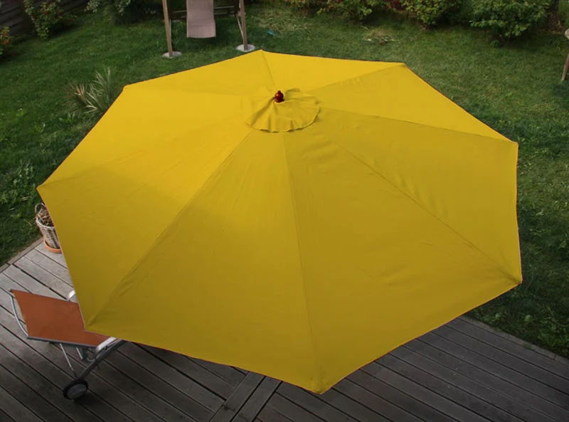 Parasol de jardin diamètre 3,5m polyester jaune et bois 7kg sans pied 04_0008009