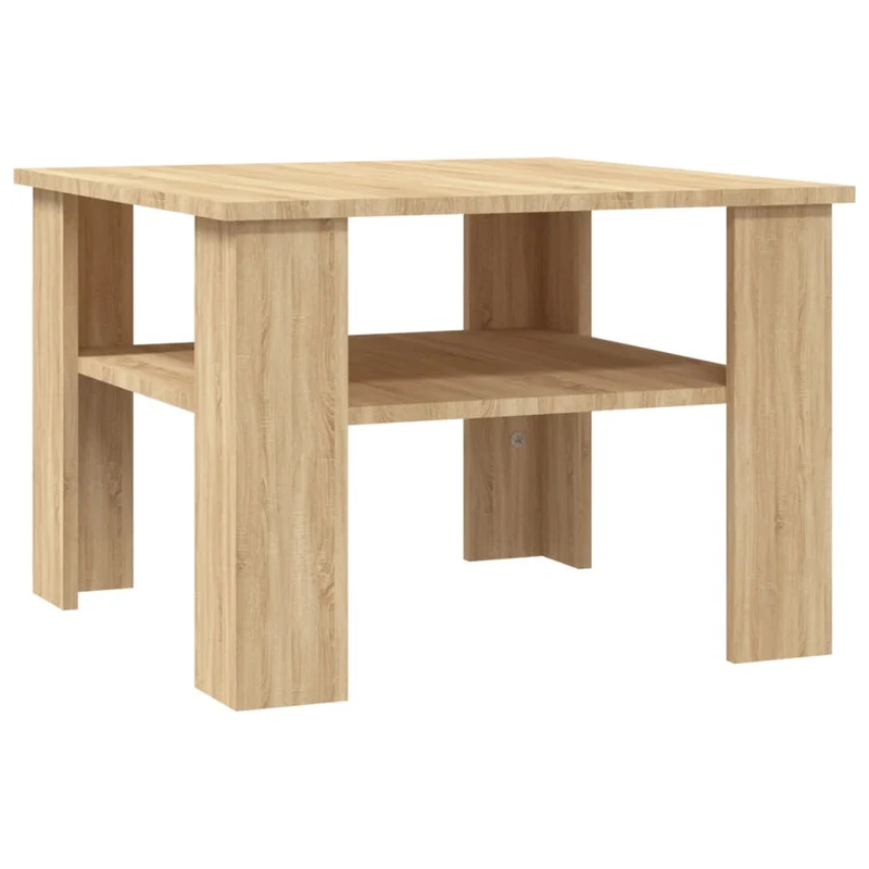 Table basse avec étagères design intemporel 60 x 60 x 42 cm bois d’ingénierie couleur chêne DEC038982