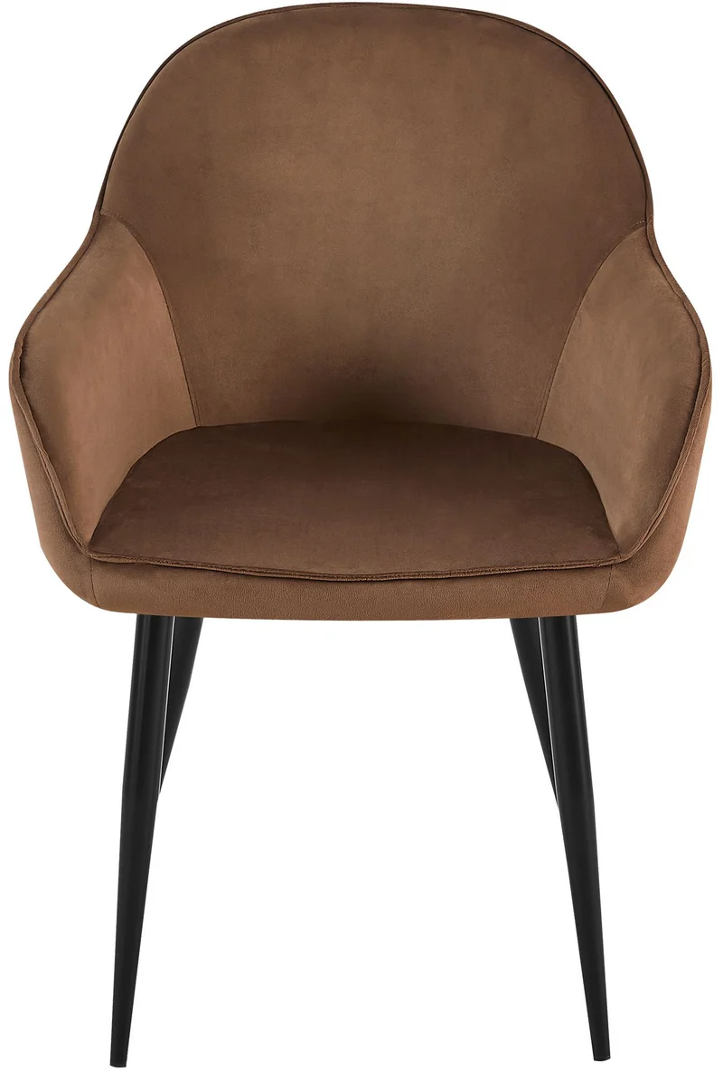 Set de 2 chaises de salle à manger dossier arrondis avec accoudoirs en velours marron 10_0001526
