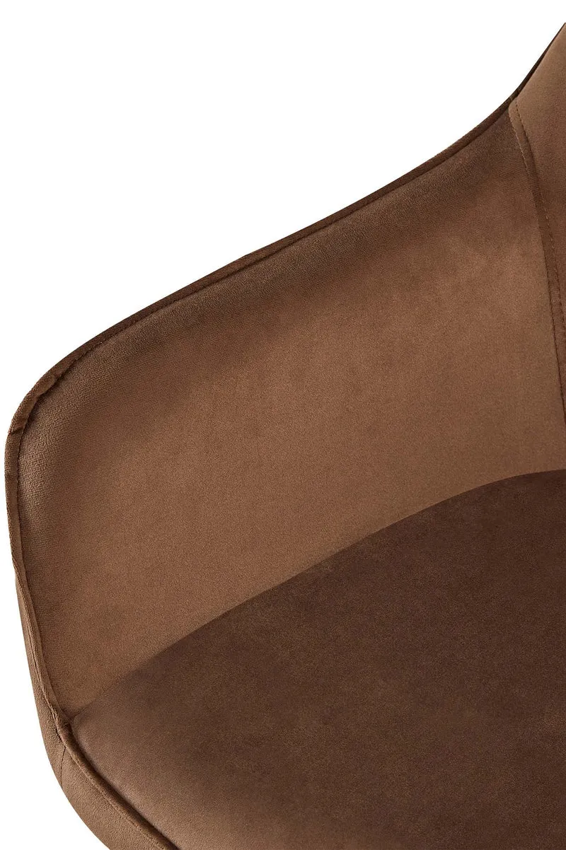 Set de 2 chaises de salle à manger dossier arrondis avec accoudoirs en velours marron 10_0001526