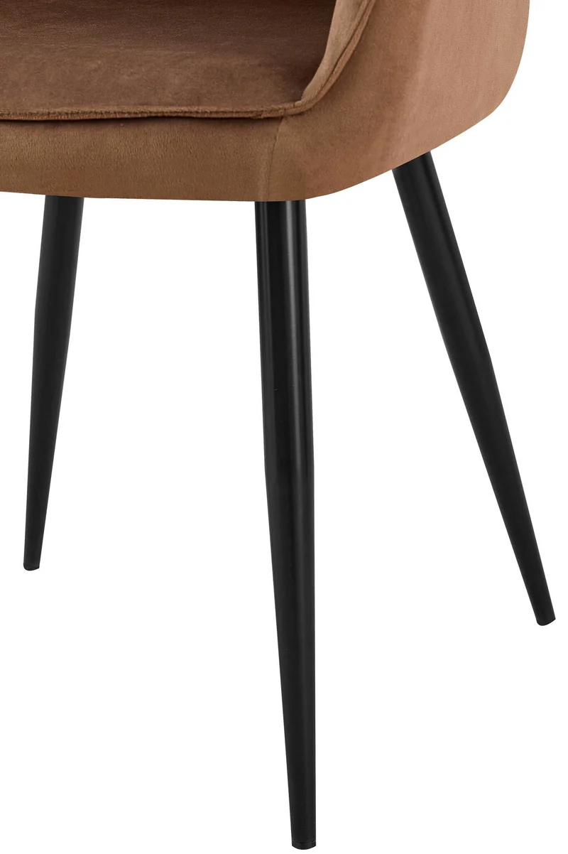 Set de 2 chaises de salle à manger dossier arrondis avec accoudoirs en velours marron 10_0001526