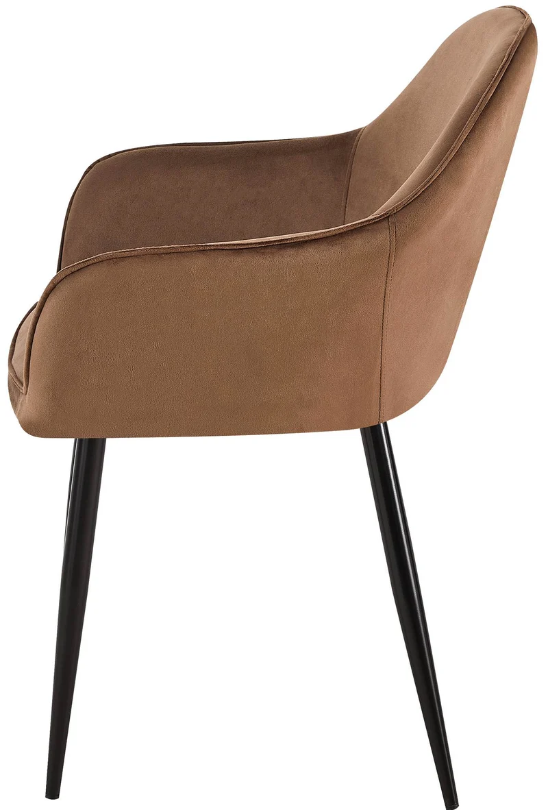 Set de 2 chaises de salle à manger dossier arrondis avec accoudoirs en velours marron 10_0001526
