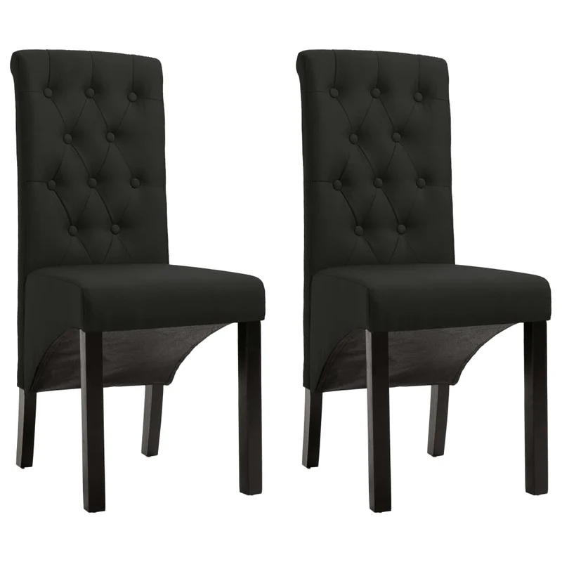 Lot de 2 chaises de salle à manger cuisine design intemporel tissu noir CDS020858