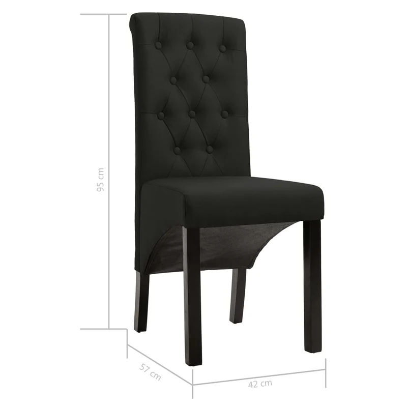 Lot de 2 chaises de salle à manger cuisine design intemporel tissu noir CDS020858