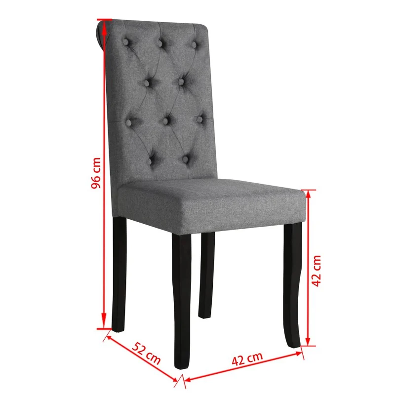 Lot de 2 chaises de salle à manger cuisine dossier capitonné en tissu gris foncé CDS020532