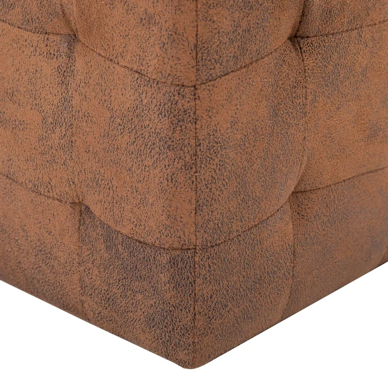 Lot de 2 poufs repose-pieds cubes capitonné 30 x 30 x 30 cm en PVC aspect daim marron DEC035439