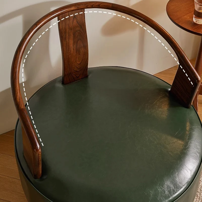Contemporary Nordic Round Beech PU Leather Sponge Swivel Accent Chair Backrest Armless For Living Room