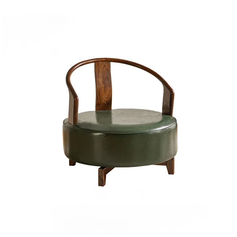 Contemporary Nordic Round Beech PU Leather Sponge Swivel Accent Chair Backrest Armless For Living Room