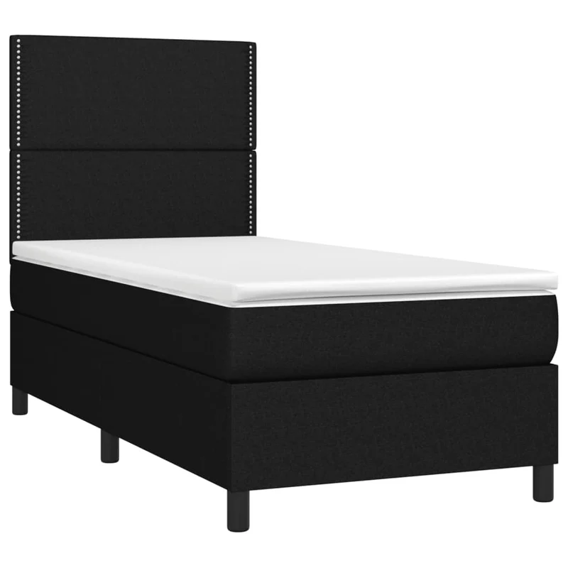 Cadre de lit LED avec sommier tête de lit matelas 90x190 cm tissu noir TDL0209059