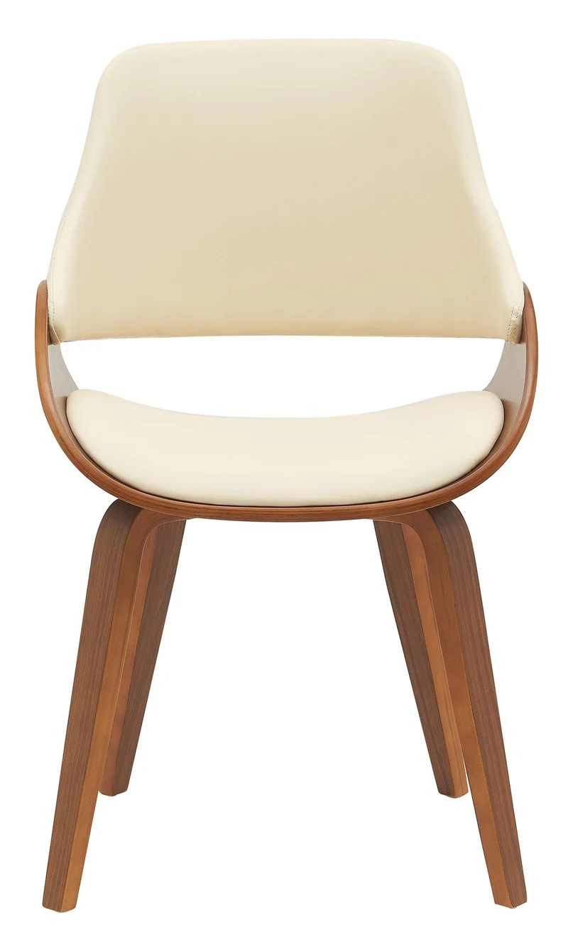 Chaises de salle à manger x2 design scandinave en bois courbé couleur noyer et PVC crème 10_0007600