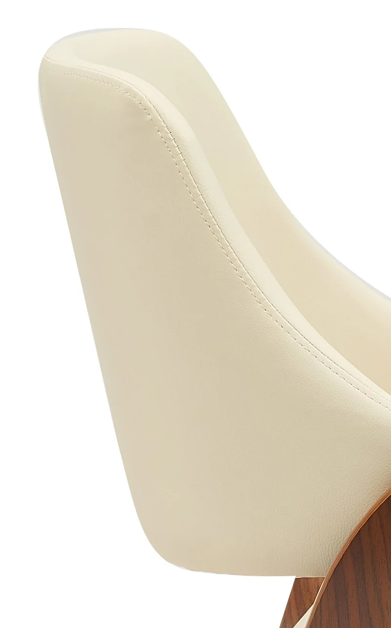 Chaise de salle à manger x1 design scandinave en bois courbé couleur noyer et PVC crème 10_0007352