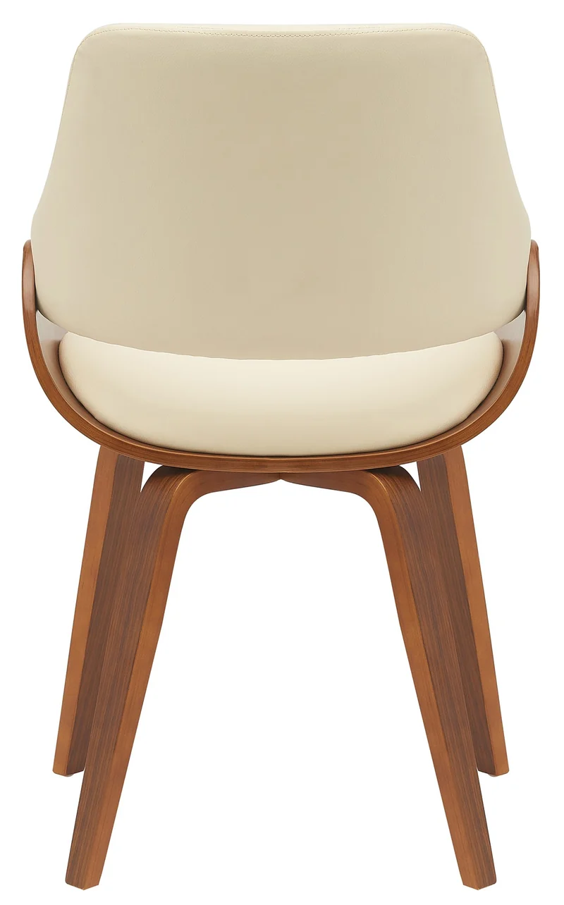 Chaise de salle à manger x1 design scandinave en bois courbé couleur noyer et PVC crème 10_0007352