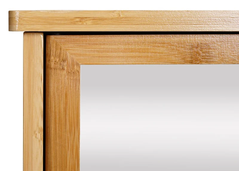 Meuble de salle de bain miroir avec rangement 62 x 66 x 15 cm 3 étagères design naturel en bambou 04_0010335