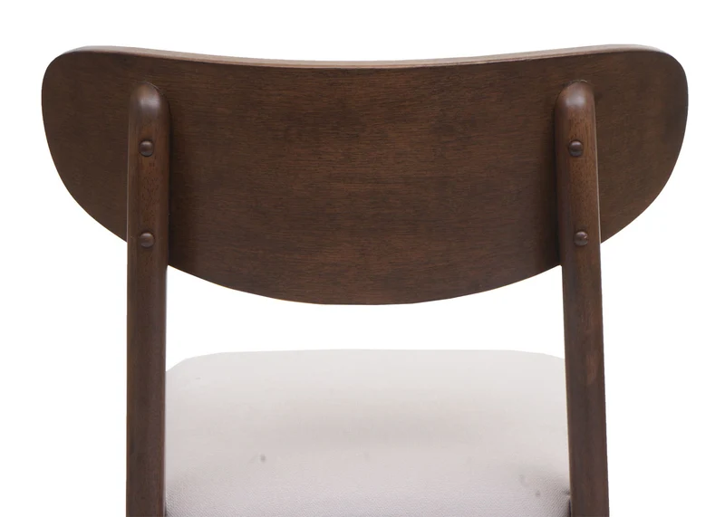 Lot de 2 chaises de salle à manger modernes avec dossier haut 79 x 45 x 49 cm structure en bois marron tissu crème 04_0010148