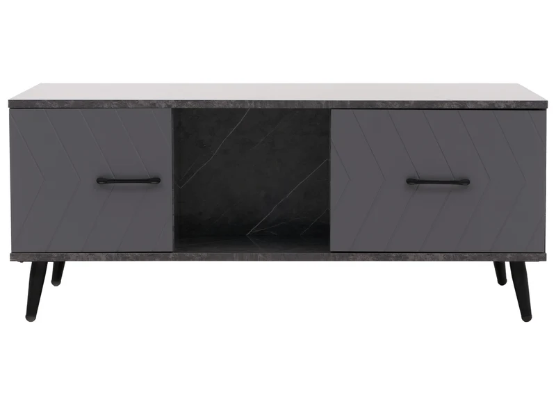 Table basse rectangulaire avec tiroirs motif chevrons et effet marbre gris 103 cm 42 x 103 x 60 cm finition mate en MDF gris 04_0009784