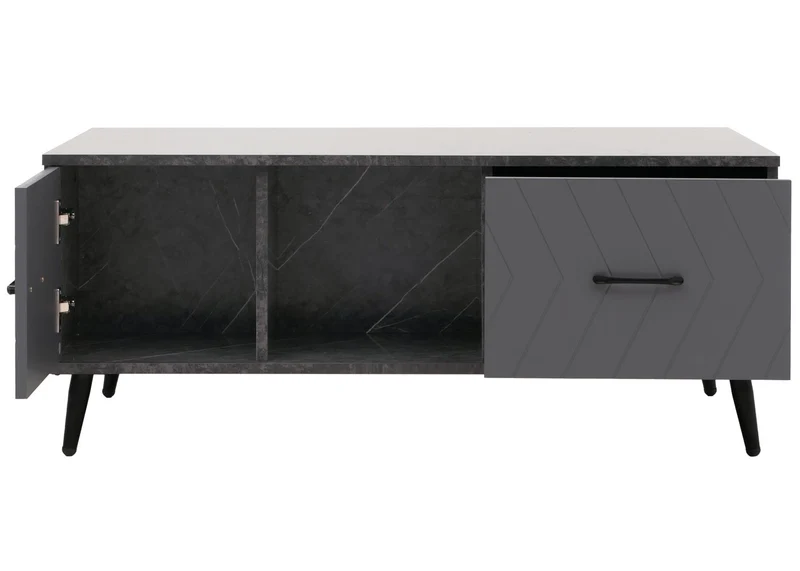 Table basse rectangulaire avec tiroirs motif chevrons et effet marbre gris 103 cm 42 x 103 x 60 cm finition mate en MDF gris 04_0009784