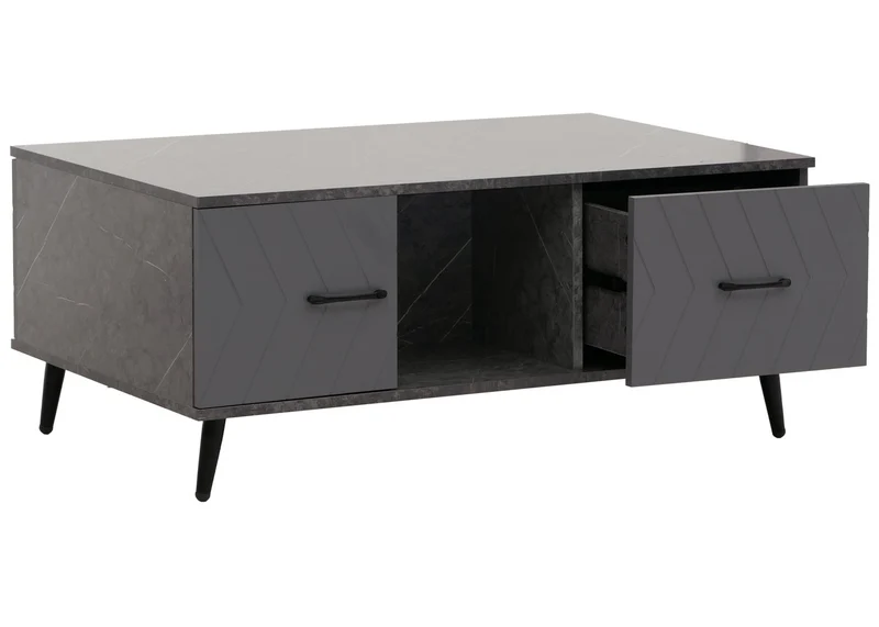 Table basse rectangulaire avec tiroirs motif chevrons et effet marbre gris 103 cm 42 x 103 x 60 cm finition mate en MDF gris 04_0009784