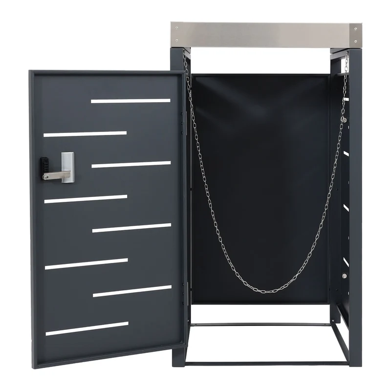 Cache-poubelle extérieur pour 1 bac 80/120L 110x60x62 cm avec bac à plantes acier et inox 04_0010367