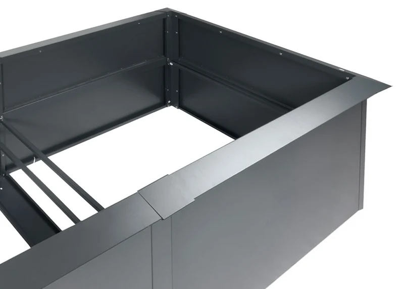 Carré potager surélevé en métal anthracite 250x90 cm avec bord anti-limaces hauteur 78 cm structure robuste 04_0010115