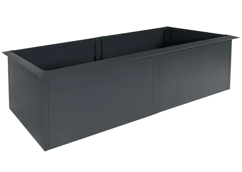 Carré potager surélevé en métal anthracite 250x90 cm avec bord anti-limaces hauteur 78 cm structure robuste 04_0010115