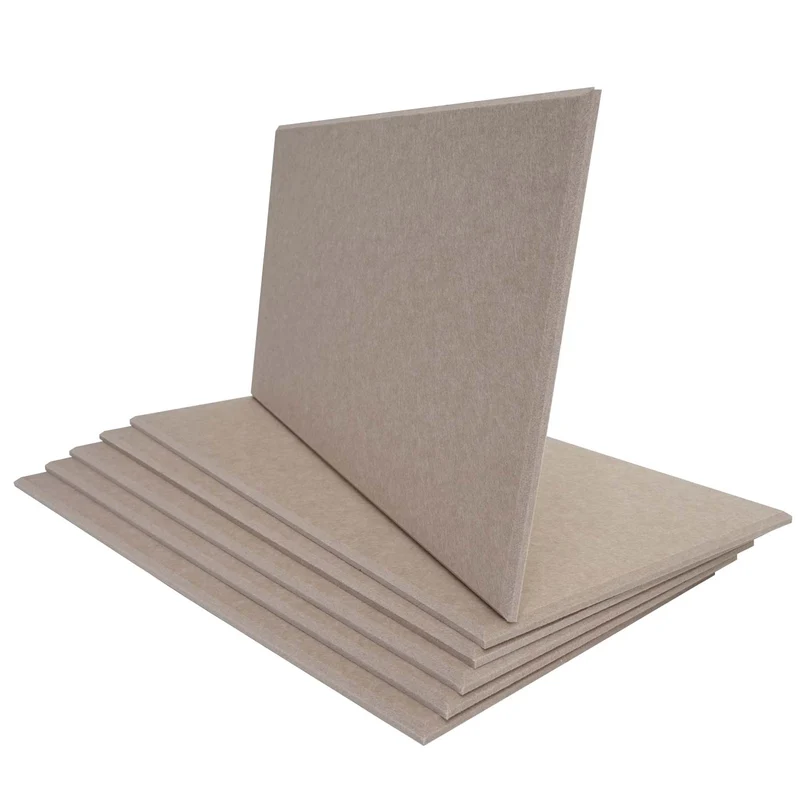Lot de 6 panneaux acoustiques muraux 60x30 cm 1 m² isolation phonique fixation adhésive coloris brun clair 04_0010302