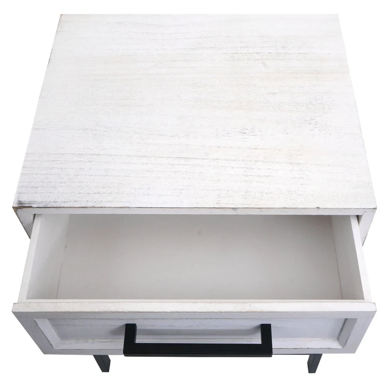 Table de chevet avec rangement pratique style contemporain chambre 59 x 43 x 36 cm en bois blanc 04_0009733