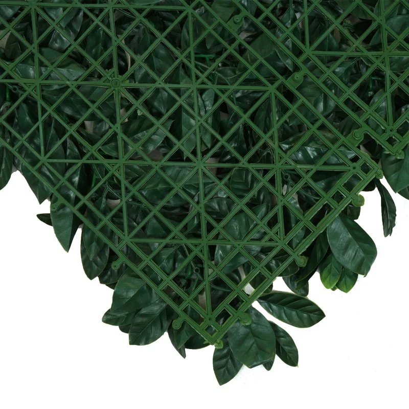 Dalle murale végétale 1 m² effet laurier vert 4 panneaux 50x50 cm brise-vue terrasse balcon intérieur extérieur 04_0010224