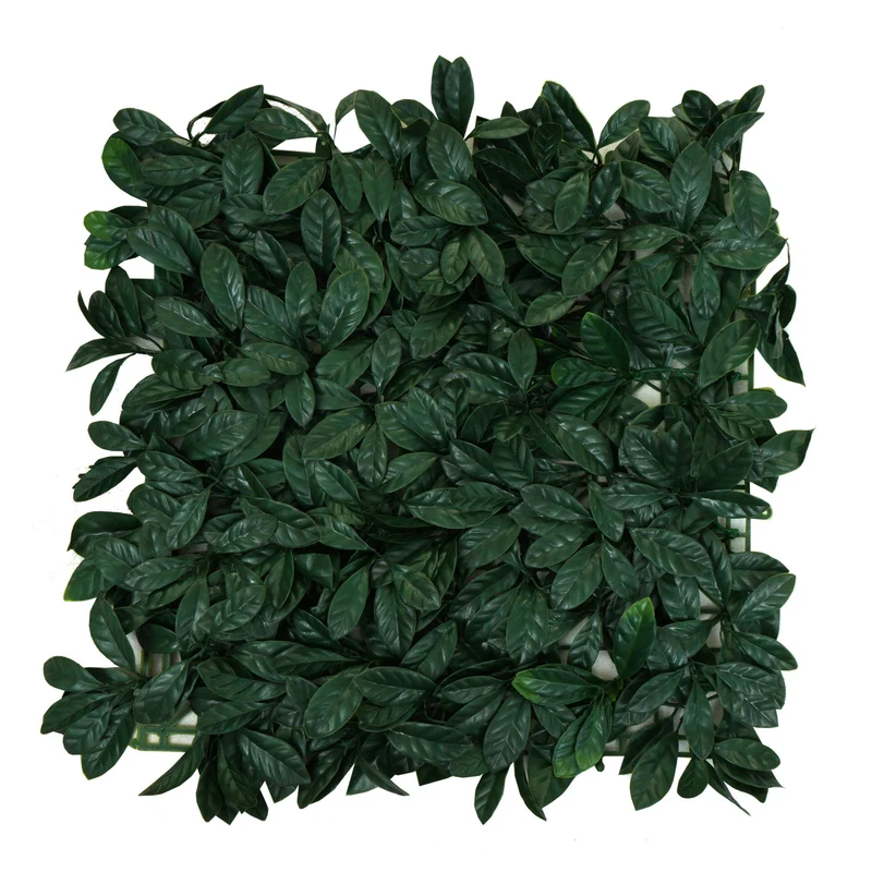 Dalle murale végétale 1 m² effet laurier vert 4 panneaux 50x50 cm brise-vue terrasse balcon intérieur extérieur 04_0010224