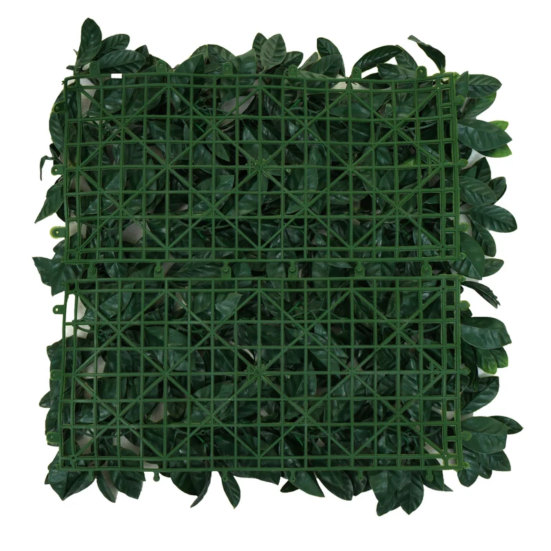 Dalle murale végétale 1 m² effet laurier vert 4 panneaux 50x50 cm brise-vue terrasse balcon intérieur extérieur 04_0010224