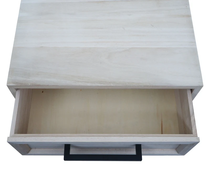 Table de nuit en bois pratique avec tiroir et espace de rangement 59 x 43 x 36 cm en paulownia naturel 04_0009734