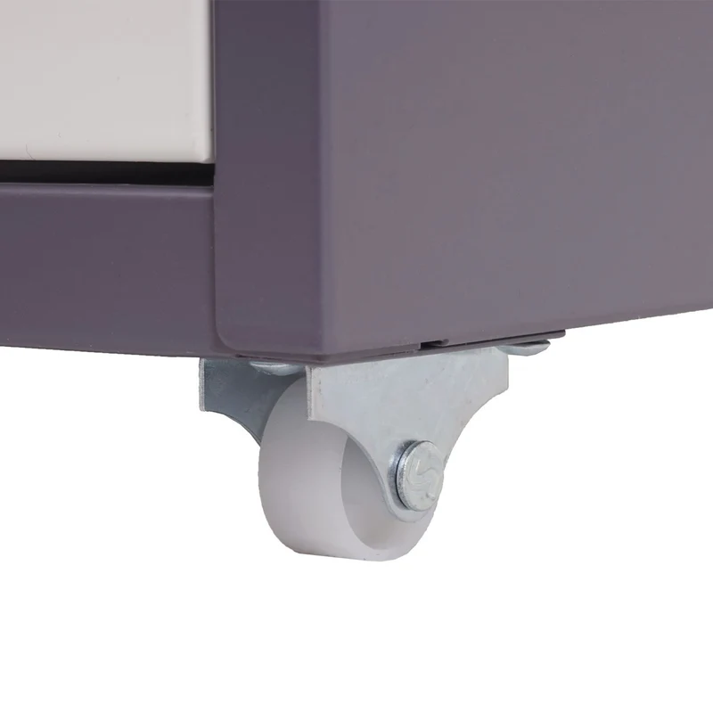 Caisson à roulettes en acier 5 tiroirs 69x28x41 cm gris foncé et blanc avec extension totale et porte-étiquettes 04_0010815