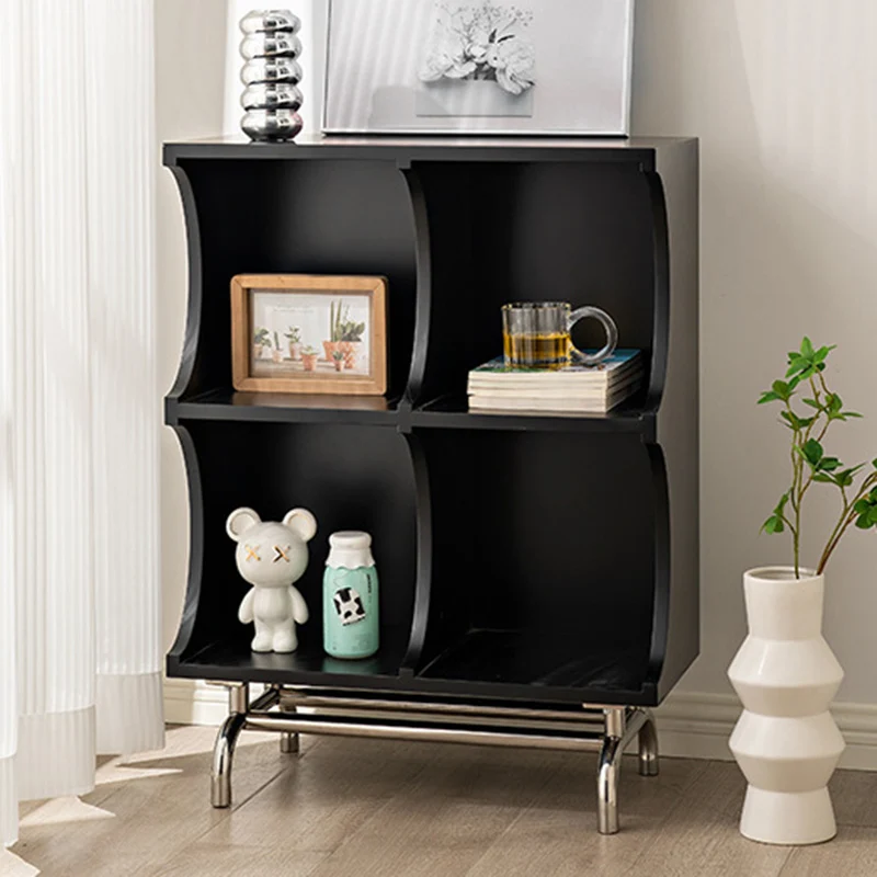 Contemporary Simplicity Rectangular MDF Stainless Steel Multi-functional Storage Unit 1/2-Tier Storage Cabinet For Living Room