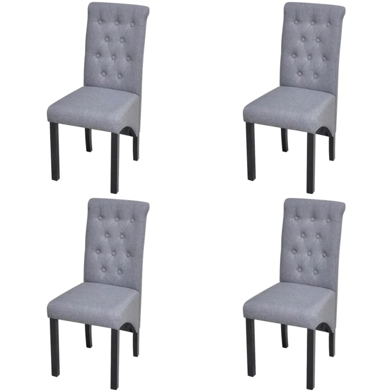 Lot de 4 chaises de salle à manger cuisine dossier capitonné en tissu gris clair CDS021520
