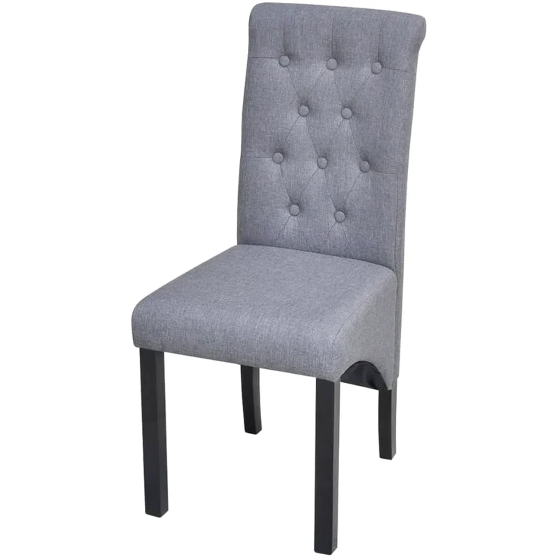 Lot de 4 chaises de salle à manger cuisine dossier capitonné en tissu gris clair CDS021520