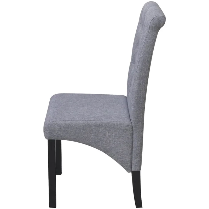 Lot de 4 chaises de salle à manger cuisine dossier capitonné en tissu gris clair CDS021520