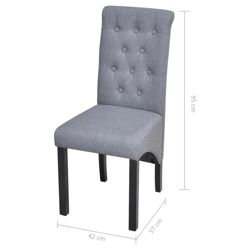 Lot de 4 chaises de salle à manger cuisine dossier capitonné en tissu gris clair CDS021520