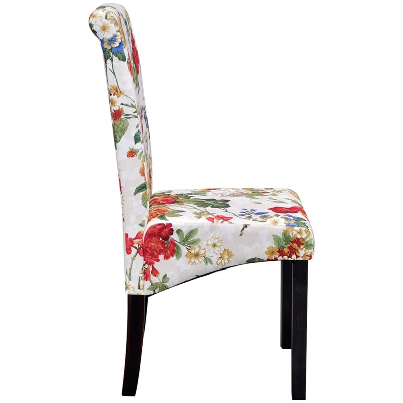 Lot de 4 chaises de salle à manger cuisine style rustique motif fleurs en tissu multicolore CDS021771