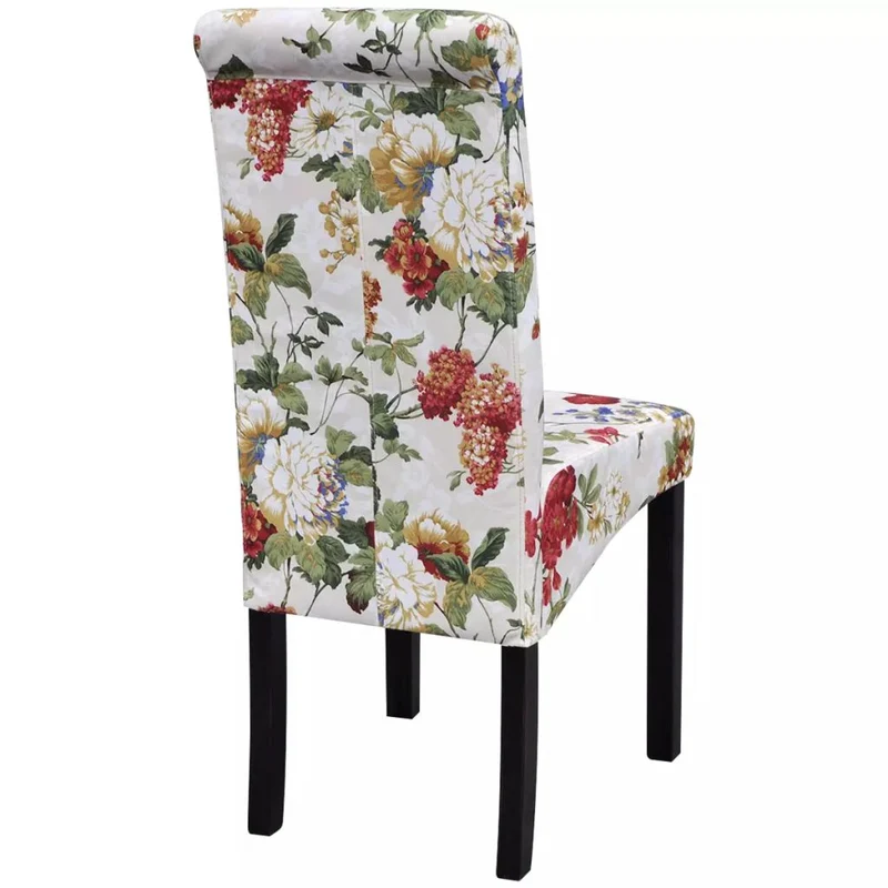Lot de 4 chaises de salle à manger cuisine style rustique motif fleurs en tissu multicolore CDS021771