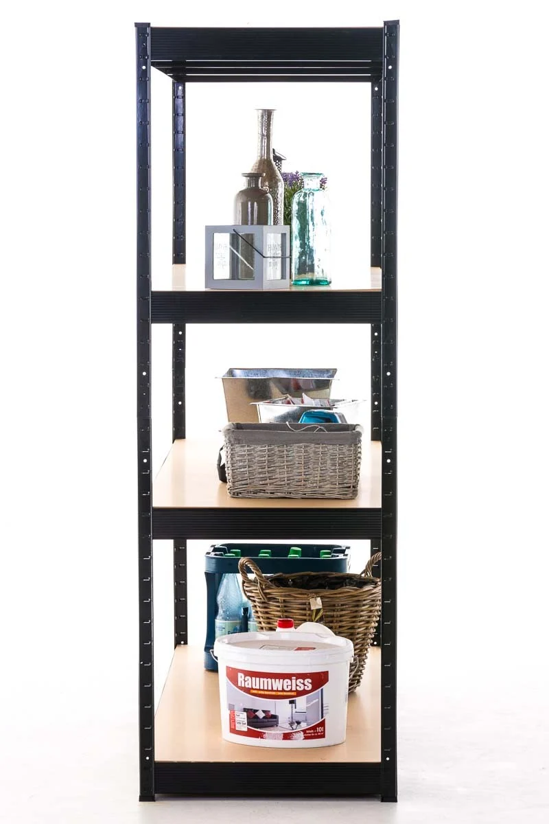 Etagère galvanisée pour charges lourdes en métal 4 niveaux noir 160x60x180cm ETA10076