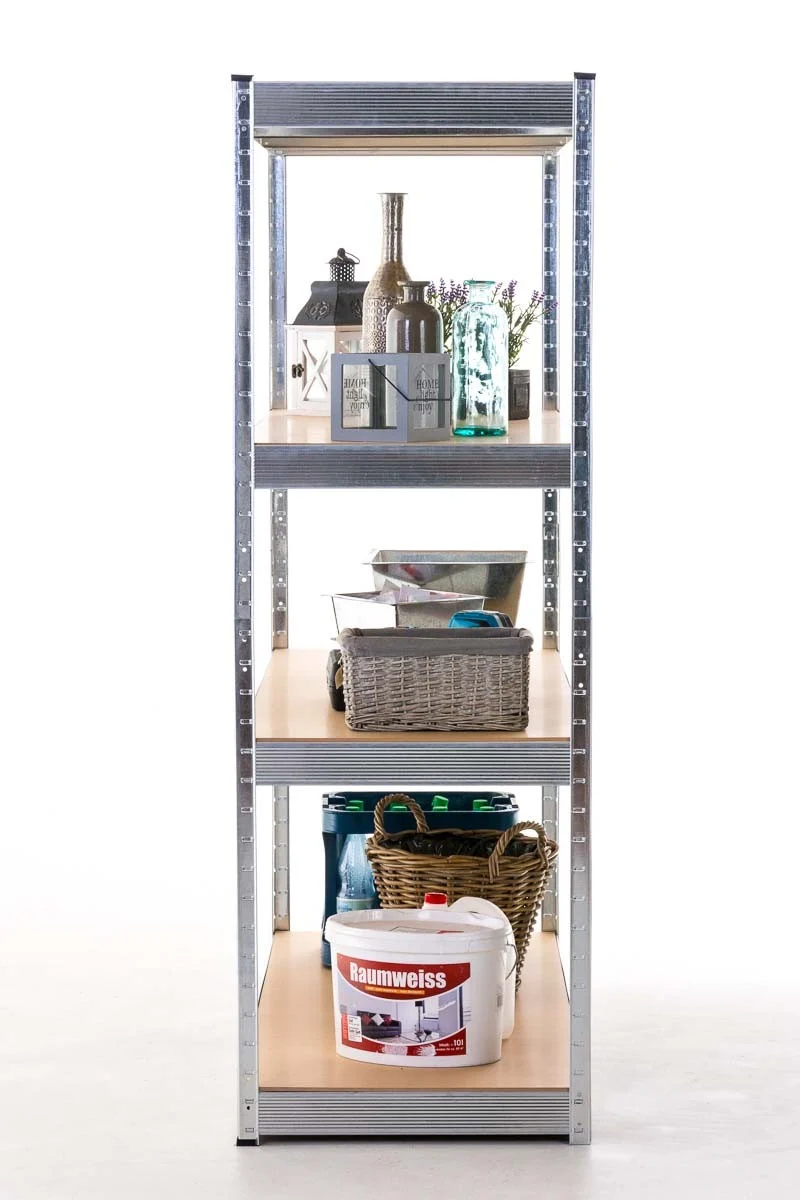 Etagère galvanisée pour charges lourdes en métal 4 niveaux gris 160x60x180cm ETA10075