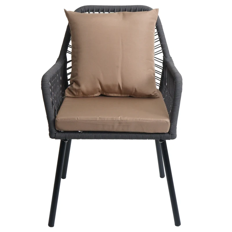 Lot de 2 chaises de jardin aluminium et corde tressée coussins inclus anthracite taupe 04_0009698